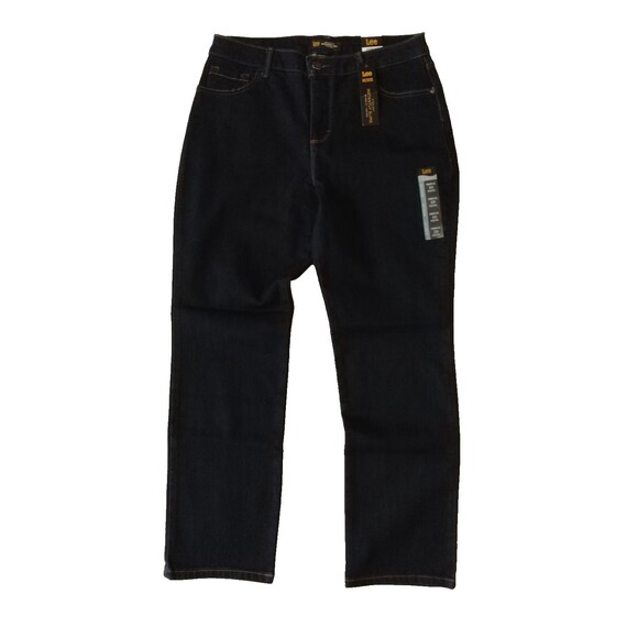 Lee Denim - NWT Woman LEE Instantly Slims JEANS Sz 10 PETITE Dark Blue Straight Leg Relaxed